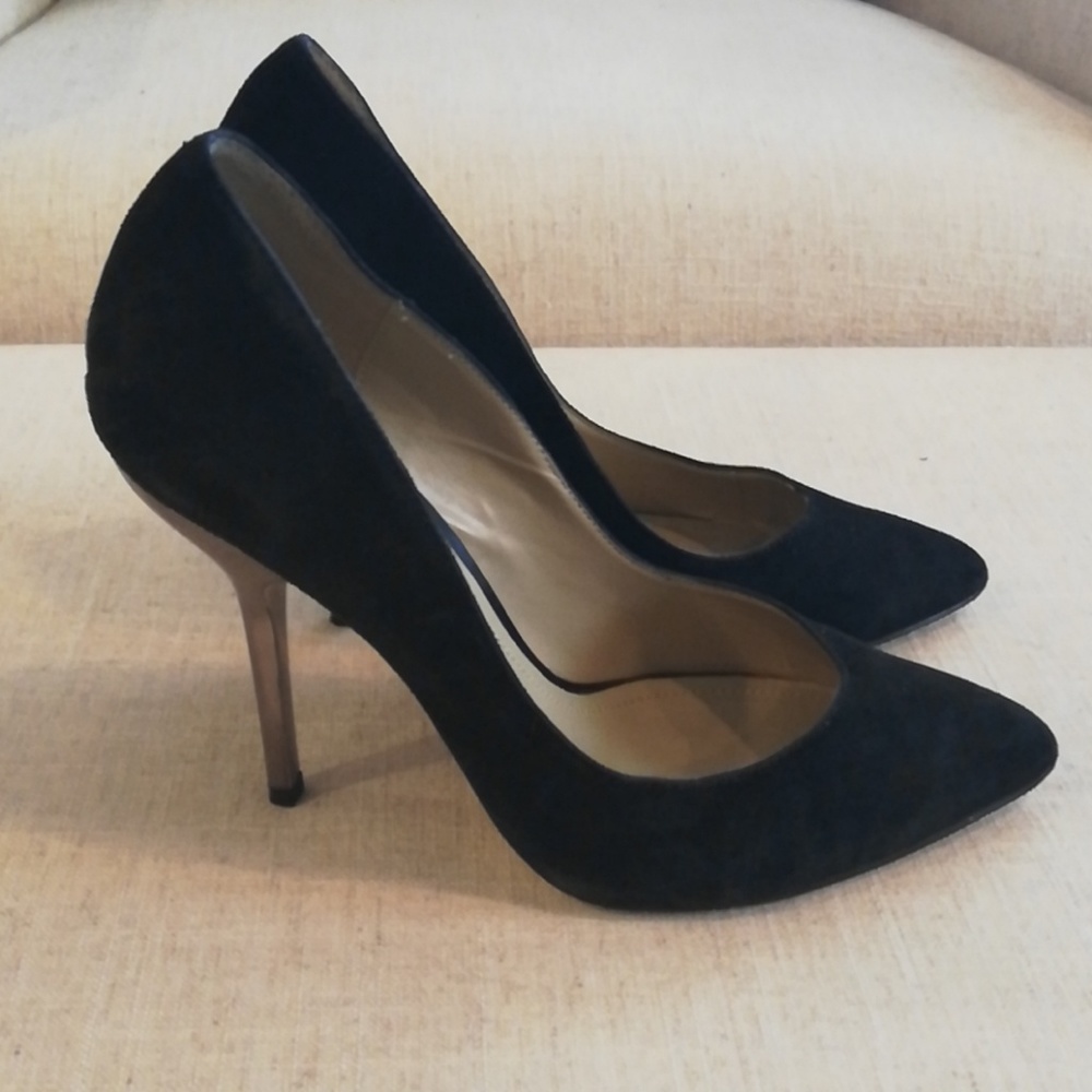 Aldo Suede Pumps Chrome Heel (Sz 7)